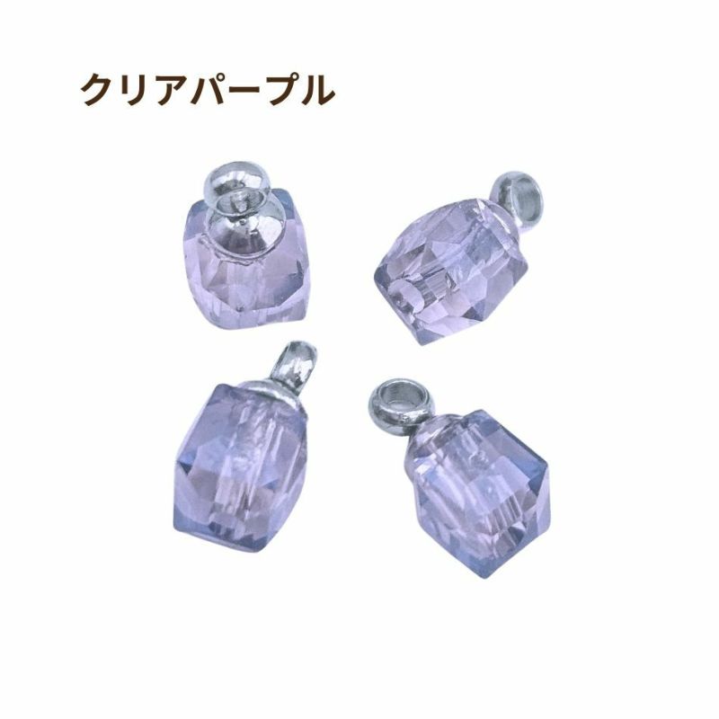 ヒートン付 ガラスビーズ No.2 ［ 銀 シルバー ］クリアパープル