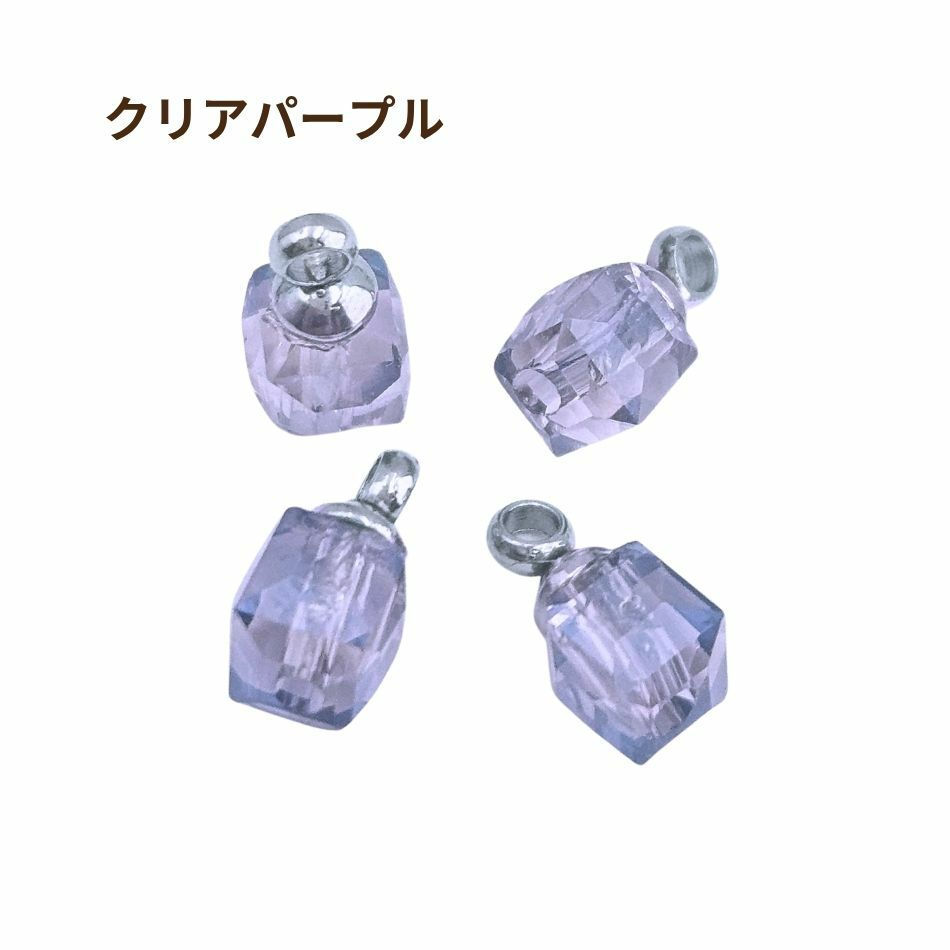 ヒートン付 ガラスビーズ No.2 ［ 銀 シルバー ］クリアパープル