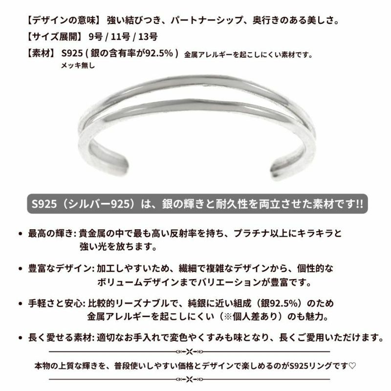 シルバー リング  S925 3.  Wライン  ［ 銀 シルバー ］素材紹介