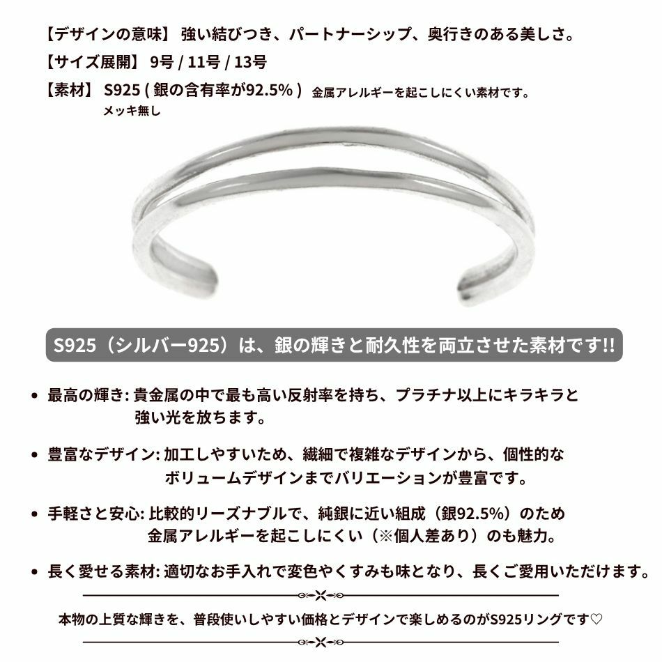 シルバー リング  S925 3.  Wライン  ［ 銀 シルバー ］素材紹介