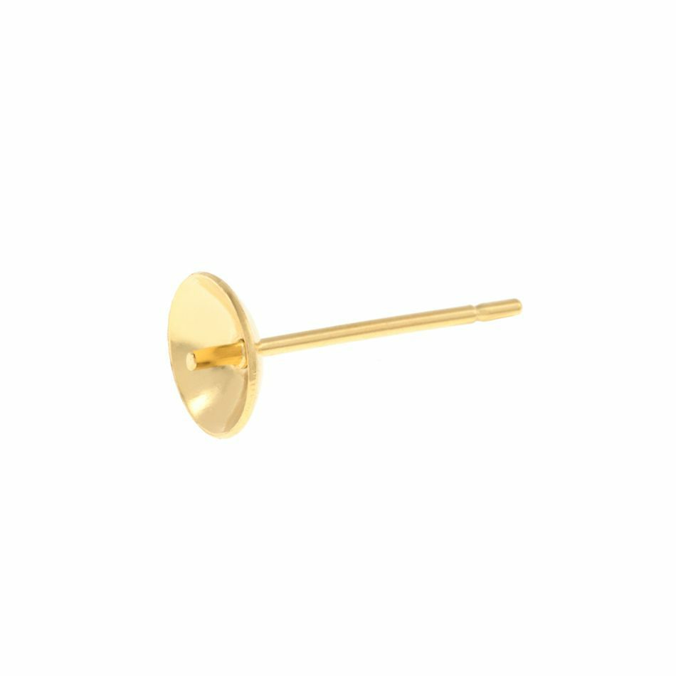* 短い * 芯有り  お椀皿 ピアス 8mm ［ ゴールド 金 ］