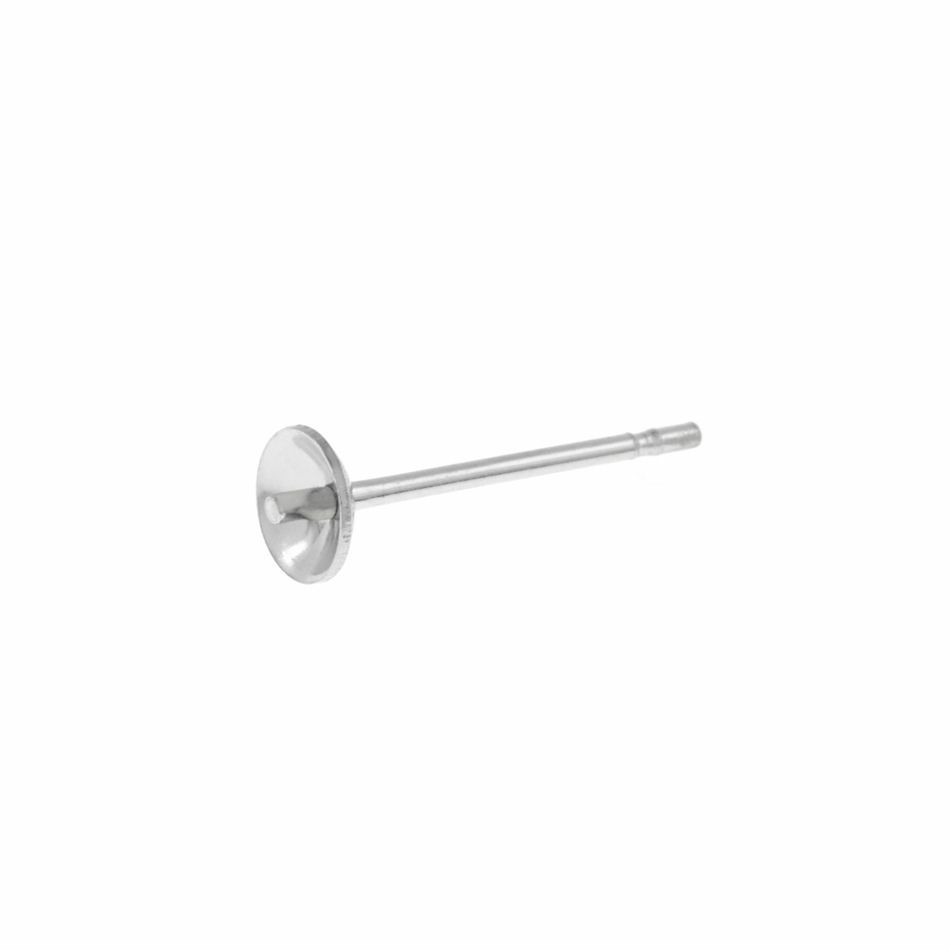 * 短い * 芯有り  お椀皿 ピアス 3mm ［ 銀 シルバー ］